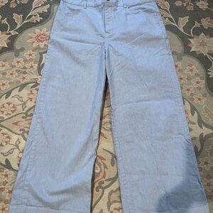 J. Crew Light Blue women’s 29 inch pin striped cotton wide leg pants